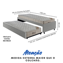 Ver imagem 2 de Bicama Box Solteiro Courino Linho Cinza 88x188 com Dois Colchões Airtech Molas Ensacadas Ortobom