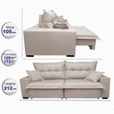 Ver imagem 2 de Sofá Retrátil e Reclinável com Molas Ensacadas Cama Inbox Prime 2.12M Tecido Linho Bege Claro