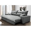 Ver imagem 1 de Sofá Retrátil e Reclinável com Molas Ensacadas Cama Inbox Prime 2.12M Tecido Linho Cinza Claro