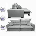 Ver imagem 2 de Sofá Retrátil e Reclinável com Molas Ensacadas Cama Inbox Prime 2.12M Tecido Linho Cinza Claro