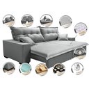 Ver imagem 3 de Sofá Retrátil e Reclinável com Molas Ensacadas Cama Inbox Prime 2.12M Tecido Linho Cinza Claro