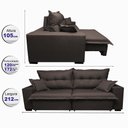 Ver imagem 2 de Sofá Retrátil e Reclinável com Molas Ensacadas Cama Inbox Prime 2.12M Tecido Linho Marrom