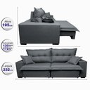 Ver imagem 2 de Sofá Retrátil e Reclinável com Molas Ensacadas Cama Inbox Prime 2.32M Tecido Linho Cinza Escuro