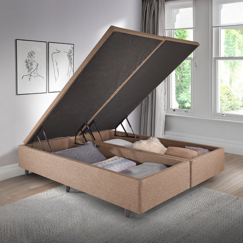 Cama Box Baú King 193x203 Cm Linho com Pistão a Gás