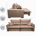 Ver imagem 2 de Sofá Retrátil e Reclinável com Molas Ensacadas Cama Inbox Prime 2.52M Tecido Linho Bege Escuro