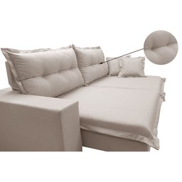 Sofá Retrátil e Reclinável com Molas Ensacadas Cama Inbox Prime 2.92M Tecido Linho Bege Claro - 4