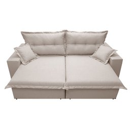 Sofá Retrátil e Reclinável com Molas Ensacadas Cama Inbox Prime 2.92M Tecido Linho Bege Claro - 5