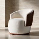 Ver imagem 1 de Poltrona Giratória Redonda Confortável Capri Compose Bouclé Corino Luxuosa p/ Sala Recepção Hall: Be