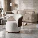 Ver imagem 4 de Poltrona Giratória Redonda Confortável Capri Compose Bouclé Corino Luxuosa p/ Sala Recepção Hall: Be