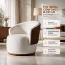 Ver imagem 3 de Poltrona Giratória Redonda Confortável Capri Compose Bouclé Corino Luxuosa p/ Sala Recepção Hall: Be
