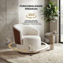 Ver imagem 2 de Poltrona Giratória Redonda Confortável Capri Compose Bouclé Corino Luxuosa p/ Sala Recepção Hall: Be