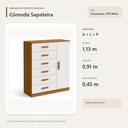 Ver imagem 3 de Cômoda Sapateira 6 Gavetas e 1 Porta Cinamomo Off White Formimóveis