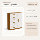Ver imagem 4 de Cômoda Sapateira 6 Gavetas e 1 Porta Cinamomo Off White Formimóveis
