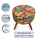 Ver imagem 3 de Kit 2 Puff Cama Inbox Boom Redondo com Pés em Madeira Maciça Tecido Suede