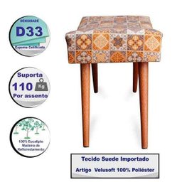 Kit 2 Puff Cama Inbox Bagdade Retangular com Pés em Madeira Maciça Tecido Suede - 3