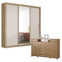 Ver imagem 1 de Cômoda London e Guarda Roupa Casal Residence Amêndola Off White - Demóbile