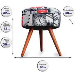 Kit 3 Puff Cama Inbox Londres Redondo com Pés em Madeira Maciça Tecido Suede - 2