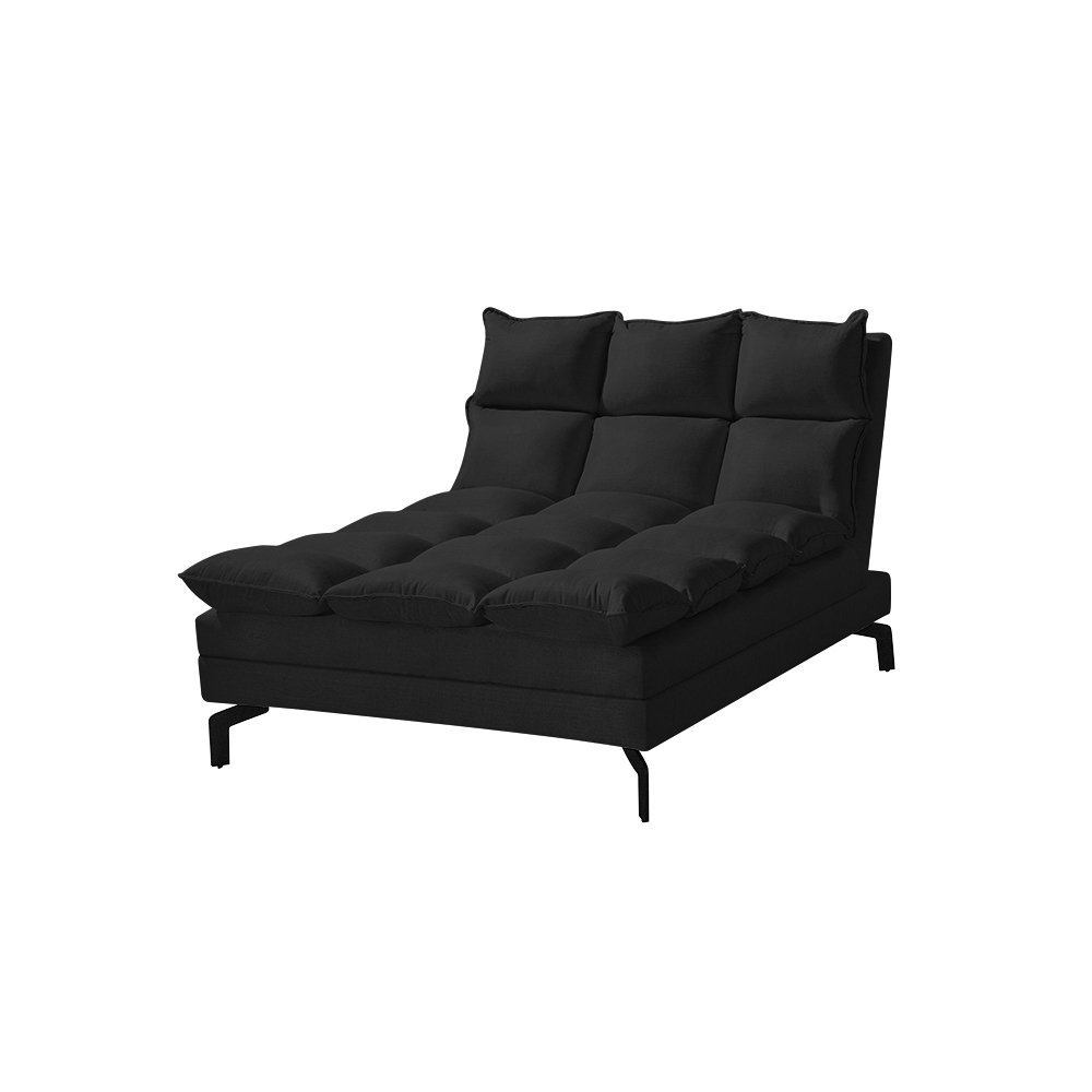 Chaise sem Braço Luxor Pés de Aço Preto 1,10m Veludo Preto