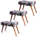 Ver imagem 1 de Kit 3 Puff Cama Inbox Londres Retangular com Pés em Madeira Maciça Tecido Suede