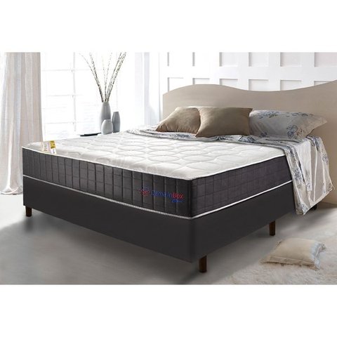 Conjunto Cama Box Casal com Molas Ensacadas Cama inBox Cloud Cinza 138x188x67