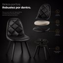 Ver imagem 4 de Cadeira de Jantar Giratória Luiza Estofada Preta com Base em Aço e Encosto Anatômico