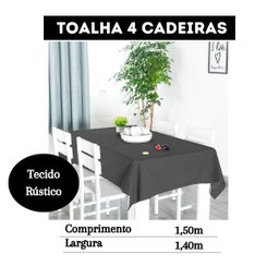 Toalha Mesa 4 Lugares Quadrada Tecido Preto Rústico Premium - 2