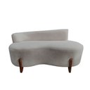 Ver imagem 3 de Namoradeira Sofá Feijão Lounge 120cm Orgânica Bouclé Cinza Claro