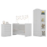 Quarto de Bebê Completo João e Maria com Berço 4 em 1 + Roupeiro e Cômoda Branco - 2