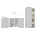 Ver imagem 2 de Quarto de Bebê Completo João e Maria com Berço 4 em 1 + Roupeiro e Cômoda Branco