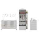 Ver imagem 6 de Quarto de Bebê Completo João e Maria com Berço 4 em 1 + Roupeiro e Cômoda Branco