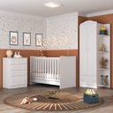 Ver imagem 1 de Quarto de Bebê Completo João e Maria com Berço 4 em 1 + Roupeiro e Cômoda Branco