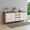 Ver imagem 1 de Balcão de Cozinha Venaly 5 Portas 2 Gavetas com Tampo Cinamomo/Off White - Henn