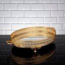 Ver imagem 1 de Bandeja Espelhado Oval Dourado - 7x44x26cm - Bandeja de Luxo em Metal de Design Exclusivo