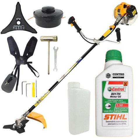 Roçadeira Vulcan VR520H Com Óleo Castrol Stihl 2T 500ml Para Maior Lubrificação na Máquina
