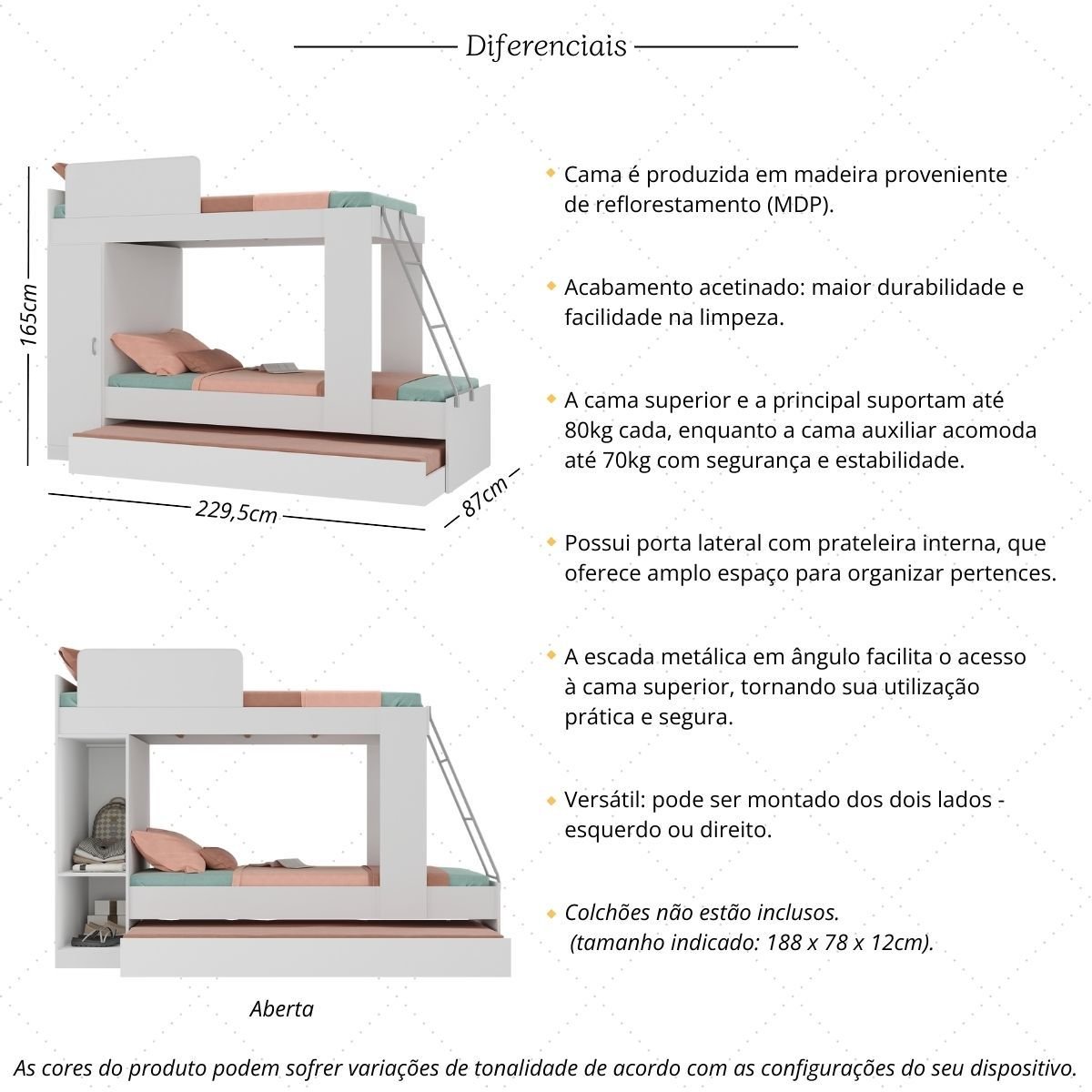Treliche Multimóveis para Colchão 188x78cm Branco - 3
