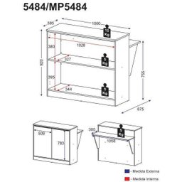 Bancada Balcão com Prateleira/Divisor de Ambientes Multimóveis Preto - 4