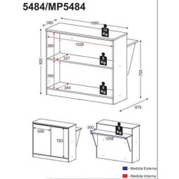 Bancada Balcão com Prateleira/Divisor de Ambientes Multimóveis Preto - 3