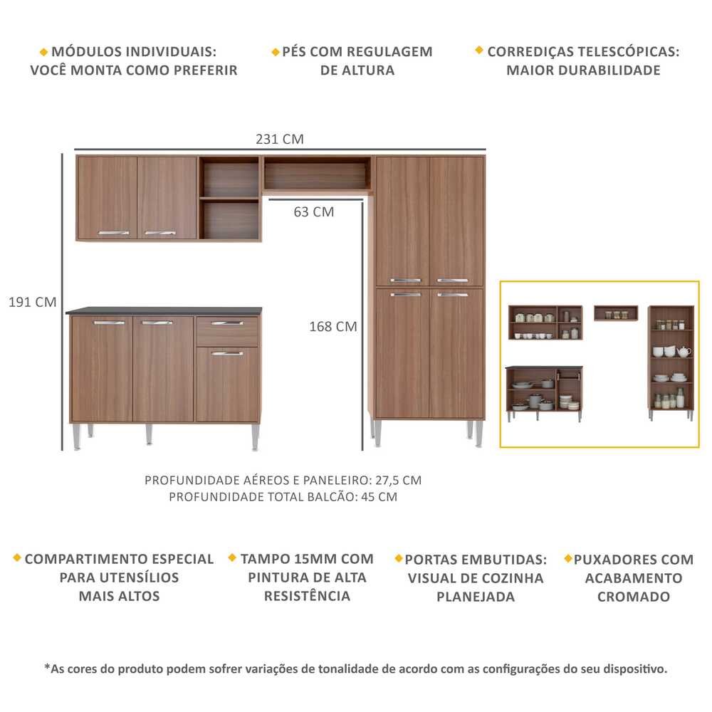 Cozinha Completa Compacta Xangai Plus Multimóveis Nogueira - 3