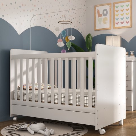 Berço Multifuncional Americano Pimpolho 3 em 1 com Rodízios Branco