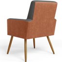 Ver mais imagens de Kit 03 Poltronas Decorativa Maria W01 Pés Palito Linho Cinza Escuro Couríssimo Camel - Lyam Decor
