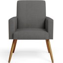 Ver imagem 6 de Kit 03 Poltronas Decorativa Maria W01 Pés Palito Linho Cinza Escuro Couríssimo Camel - Lyam Decor