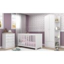 Ver imagem 1 de Quarto de bebê Joao e Maria Berço 3x1 Guarda-roupa Cômoda Branco/Flex