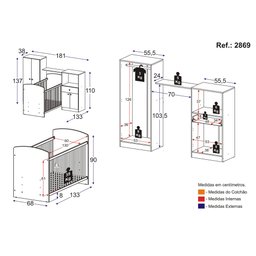 Quarto de Bebê Completo com Berço Guarda-Roupa e Cômoda Multimóveis 2869.010 - 5