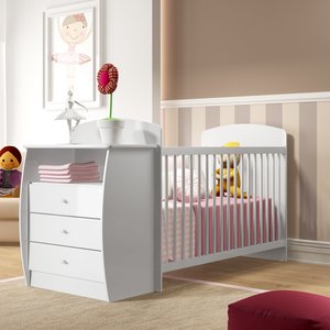 Berço Cômoda Multifuncional Colinho de Mãe com Colchão Incluso Branco