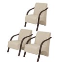 Ver imagem 1 de Kit3 Poltronas Decorativas Vênus 1 Lugar Braço Pé Madeira D Salla Suede Bege