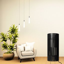 Luminária de Chão MDF TORRE DE PISA:Preto/Kit com 3 - 85x25cm, 75x25cm e 60x25cm - 3