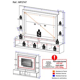 Estante Rack com Painel e Suporte TV 65" Moscou Multimóveis Branco - 4