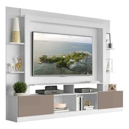 Estante Rack com Painel e Suporte TV 65 Polegadas Moscou Multimóveis Branco/Lacca Fume - 2