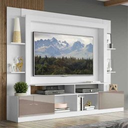Estante Rack com Painel e Suporte TV 65 Polegadas Moscou Multimóveis Branco/Lacca Fume - 1