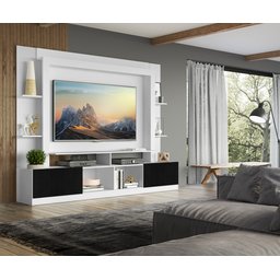 Estante Rack com Painel e Suporte TV 65" Moscou Multimóveis Branco/Preto - 7